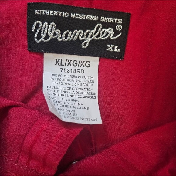 Wrangler Retro 80s Red Western Pearl Snap Button Shirt Sz XL Cowboy Rodeo - Picture 6 of 13
